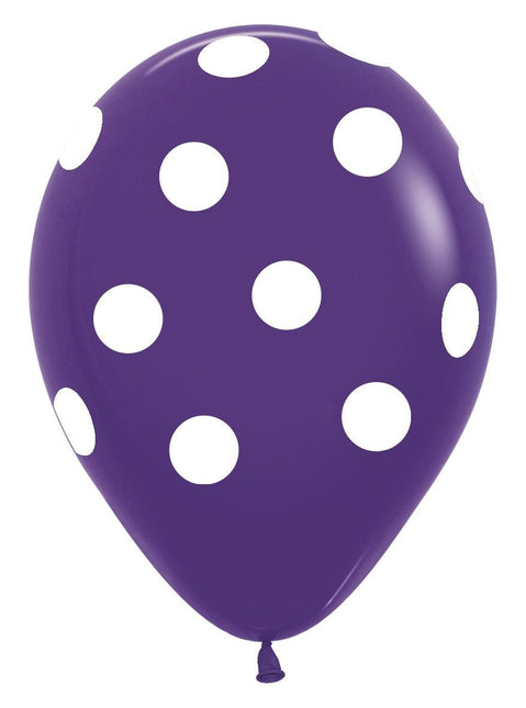Ballonnen White Polka Dots Mix 30cm 25st van Sempertex koop je bij Partywinkel