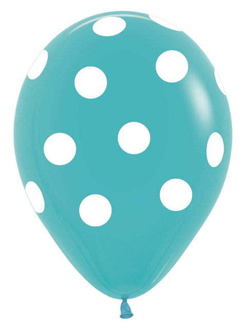 Ballonnen White Polka Dots Mix 30cm 25st van Sempertex koop je bij Partywinkel