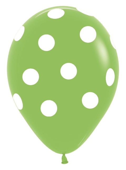 Ballonnen White Polka Dots Mix 30cm 25st van Sempertex koop je bij Partywinkel
