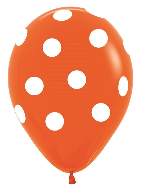 Ballonnen White Polka Dots Mix 30cm 25st van Sempertex koop je bij Partywinkel