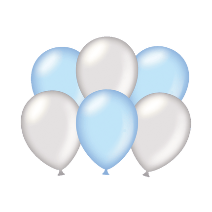 Ballonnen Zilver/Blauw Metallic 30cm 6st van Paper Dreams koop je bij Partywinkel