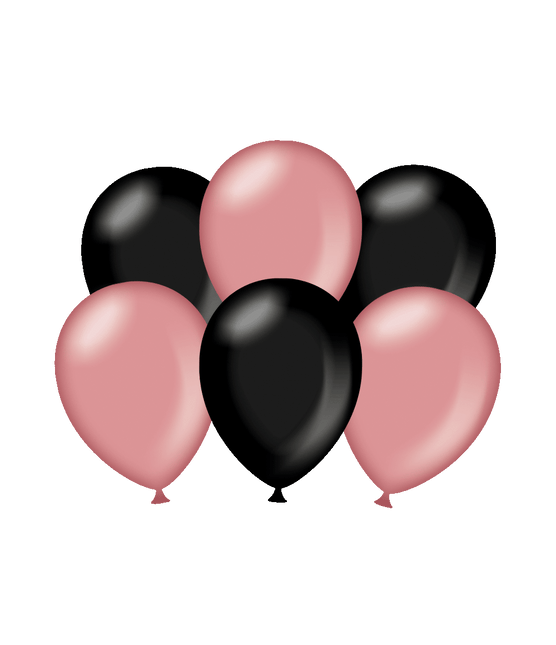 Ballonnen Zwart/Roze Metallic 30cm 6st van Paper Dreams koop je bij Partywinkel