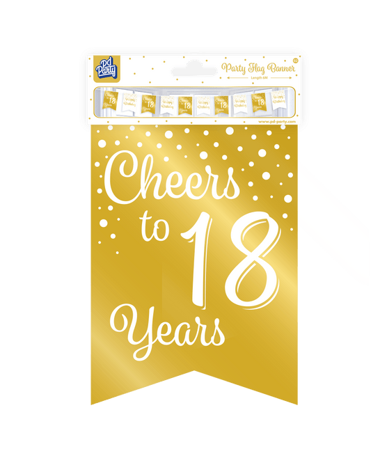 Banner 18 Jaar Goud Wit 6m van Paper Dreams koop je bij Partywinkel