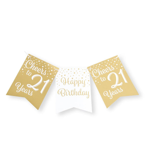 Banner 21 Jaar Goud Wit 6m van Paper Dreams koop je bij Partywinkel