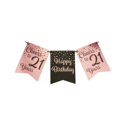 Banner 21 Jaar Roze Zwart 6m van Paper Dreams koop je bij Partywinkel