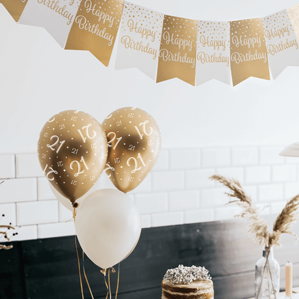 Banner 25 Jaar Goud Wit 6m van Paper Dreams koop je bij Partywinkel