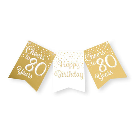 Banner 80 Jaar Goud Wit 6m van Paper Dreams koop je bij Partywinkel