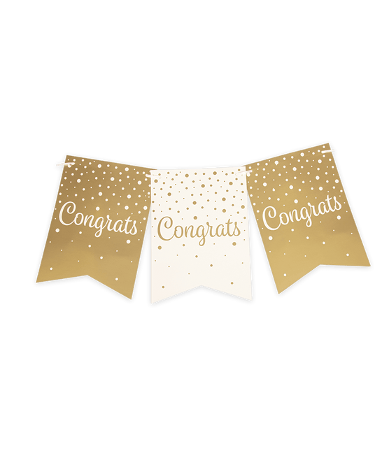 Banner Congrats Goud Wit 6m van Paper Dreams koop je bij Partywinkel