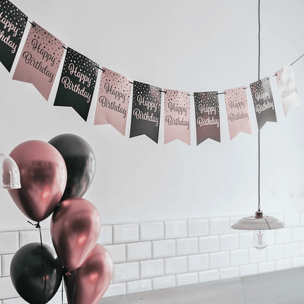 Banner Congrats Roze Zwart 6m van Paper Dreams koop je bij Partywinkel