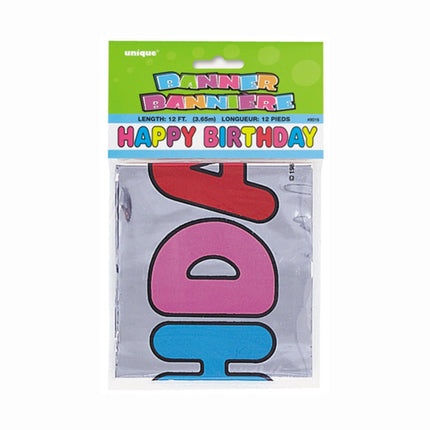 Banner Happy Birthday 3,65m van Unique koop je bij Partywinkel