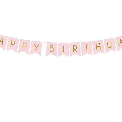 Banner Happy Birthday Lichtroze 1,75m van Partydeco koop je bij Partywinkel