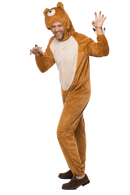 Beer Onesie Bruin Pluche van Partychimp koop je bij Partywinkel