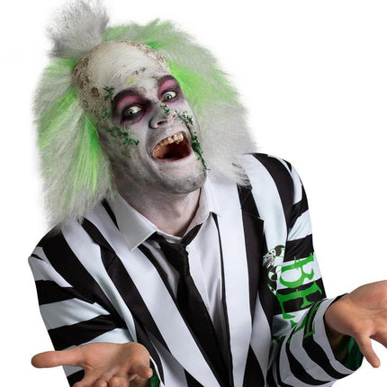Beetlejuice Pruik met Latex Kale Kop van Smiffys koop je bij Partywinkel