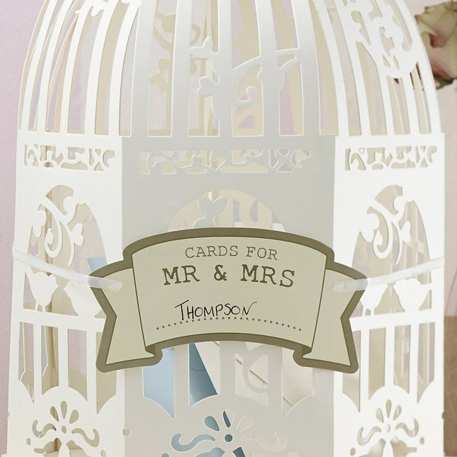 Beige Kaartenhouder Vogelkooi 33cm van Ginger Ray koop je bij Partywinkel