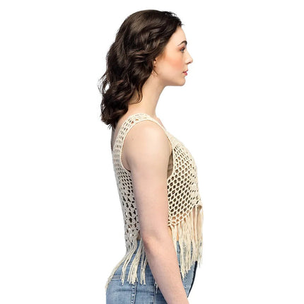 Beige Top Dames Gehaakt van Boland koop je bij Partywinkel