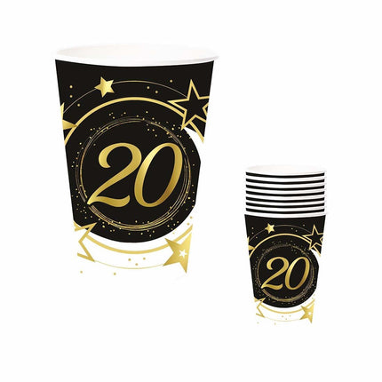 Bekers 20 Jaar 240ml 6st van Fiestas Guirca koop je bij Partywinkel