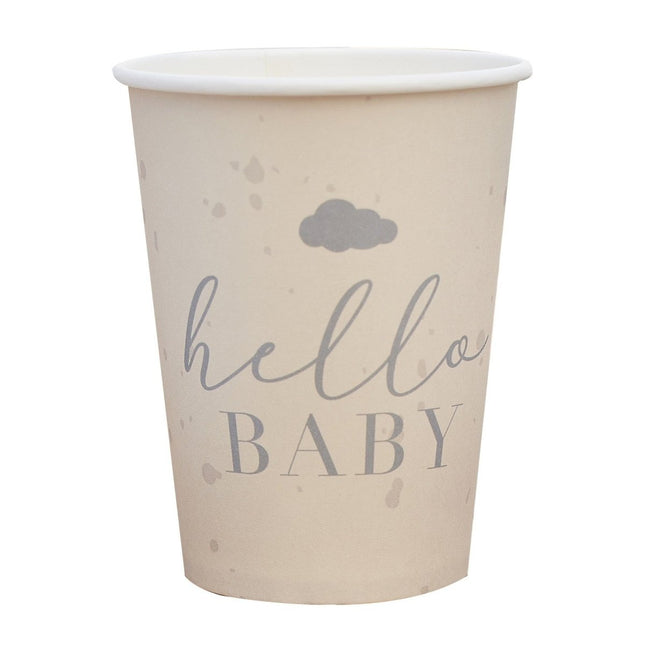 Bekers Hello Baby 266ml 8st van Ginger Ray koop je bij Partywinkel