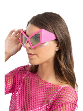 Roze Geometrische Feestbril Oversized