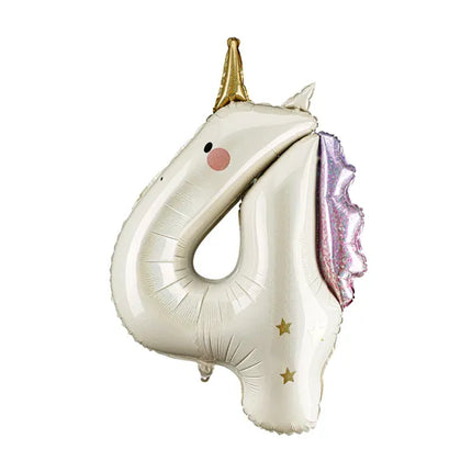 Helium Ballon 4 jaar Unicorn, 93cm, mix