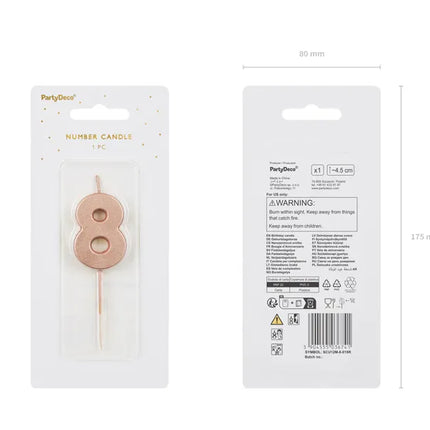 8 Jaar Kaars Rose Goud 9cm