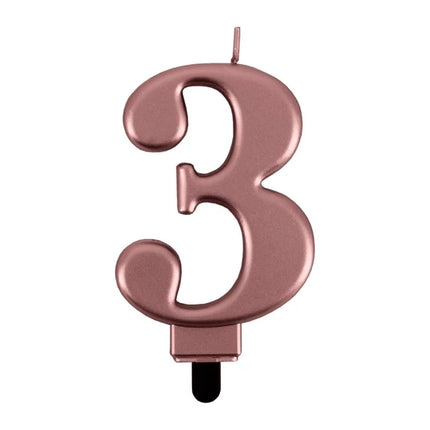 3 Jaar Kaars Rose Goud