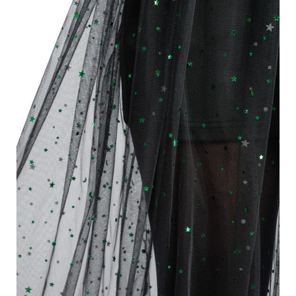 Tule Rok Dames Zwart met Groene Pailletten