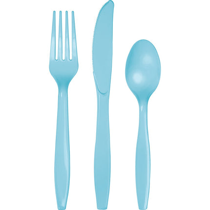 Blauw Bestek Pastel Plastic 24st van Creative Converting koop je bij Partywinkel