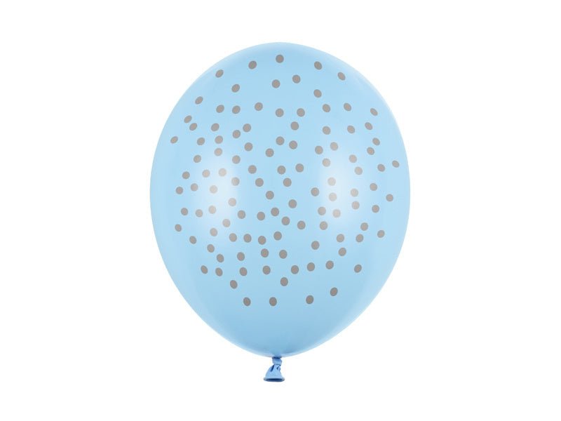 Blauwe Ballonnen Grijze Stippen 30cm 6st van Partydeco koop je bij Partywinkel