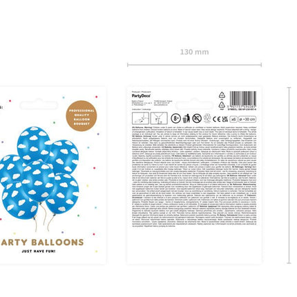 Blauwe Ballonnen Witte Wolken 30cm 6st van Partydeco koop je bij Partywinkel