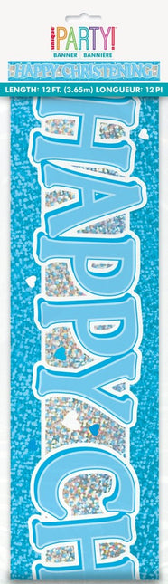Blauwe Banner Happy Christening 3,65m van Unique koop je bij Partywinkel