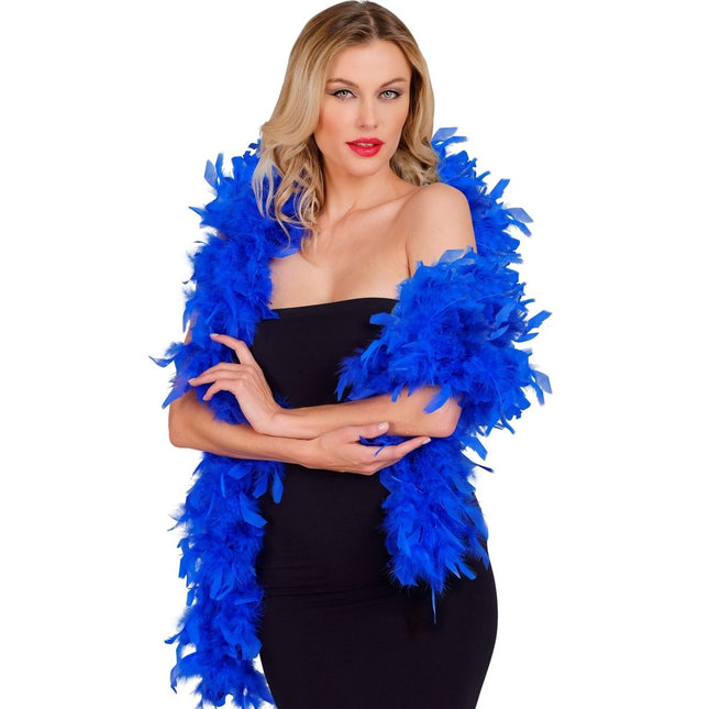 Blauwe Boa Veren 1,8m van Widmann koop je bij Partywinkel