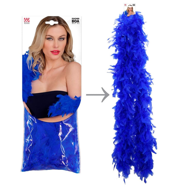Blauwe Boa Veren 1,8m van Widmann koop je bij Partywinkel