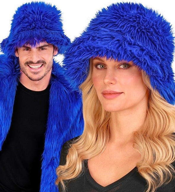 Blauwe Bucket Hat Pluche van Widmann koop je bij Partywinkel