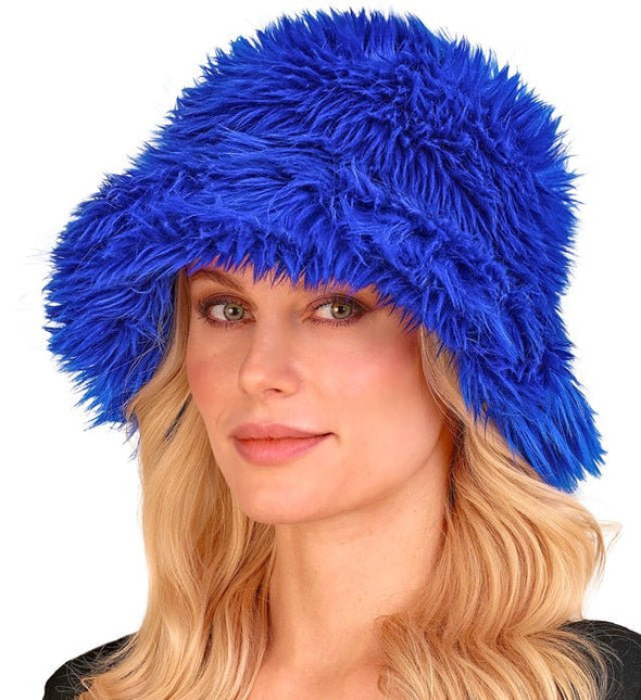 Blauwe Bucket Hat Pluche van Widmann koop je bij Partywinkel