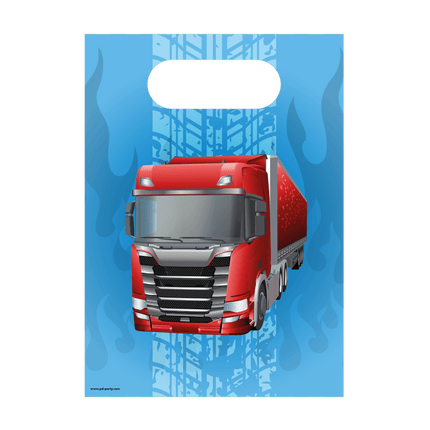Blauwe Cadeautasje Trucks 23cm van Paper Dreams koop je bij Partywinkel