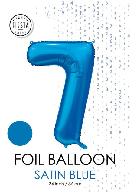 Blauwe Cijfer Ballon 7 Jaar Glans 86cm van WeFiesta koop je bij Partywinkel