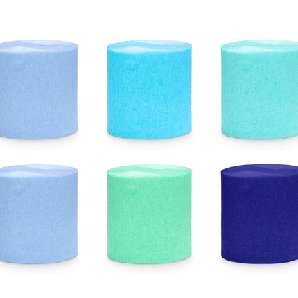 Blauwe Crepe Papier 10m 6st van Partydeco koop je bij Partywinkel