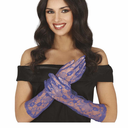 Blauwe Handschoenen Kant 38cm van Fiestas Guirca koop je bij Partywinkel