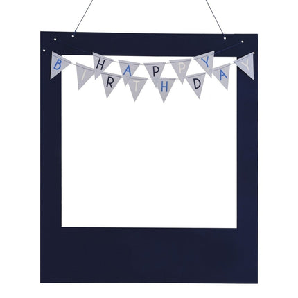 Blauwe Happy Birthday Photobooth Frame van Ginger Ray koop je bij Partywinkel