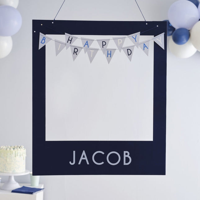 Blauwe Happy Birthday Photobooth Frame van Ginger Ray koop je bij Partywinkel