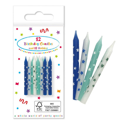 Blauwe Kaarsen 12st van Procos koop je bij Partywinkel