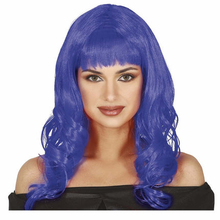 Blauwe Pruik Krullen Lang Haar van Fiestas Guirca koop je bij Partywinkel