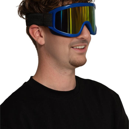 Blauwe Skibril Holografisch van Partychimp koop je bij Partywinkel