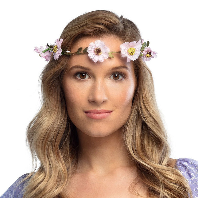 Bloemen Haarband Roze Deluxe van Boland koop je bij Partywinkel