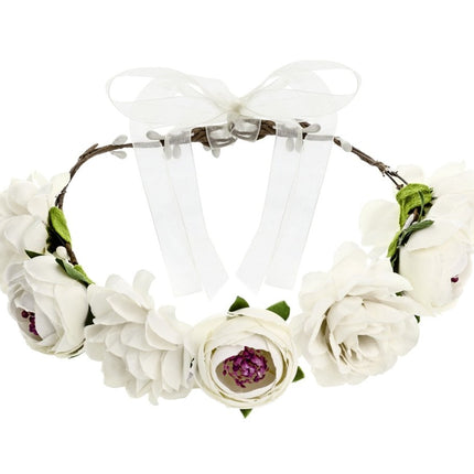 Bloemen Haarband Wit van Partydeco koop je bij Partywinkel