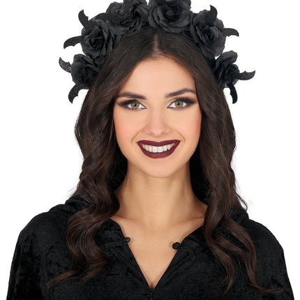 Bloemen Haarband Zwart van Fiestas Guirca koop je bij Partywinkel