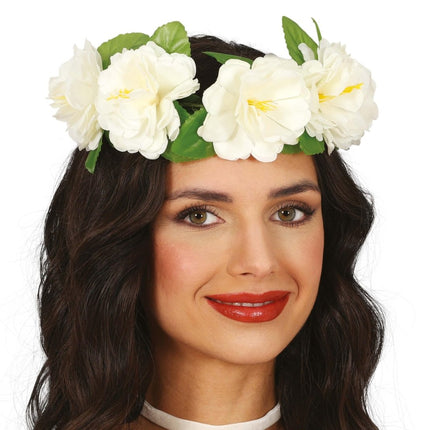 Bloemen Krans Wit 20cm van Fiestas Guirca koop je bij Partywinkel