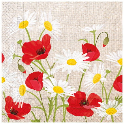 Bloemen Servetten Madeliefjes 33cm 20st van Procos koop je bij Partywinkel