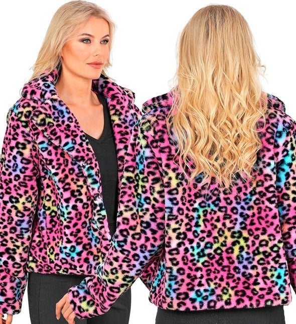 Bontjas Dames Pluche Luipaard Multi van Widmann koop je bij Partywinkel