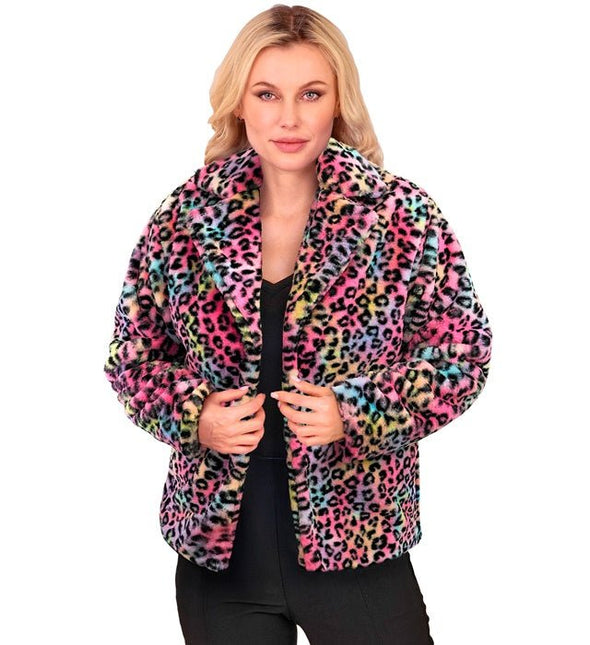 Bontjas Dames Pluche Luipaard Multi van Widmann koop je bij Partywinkel